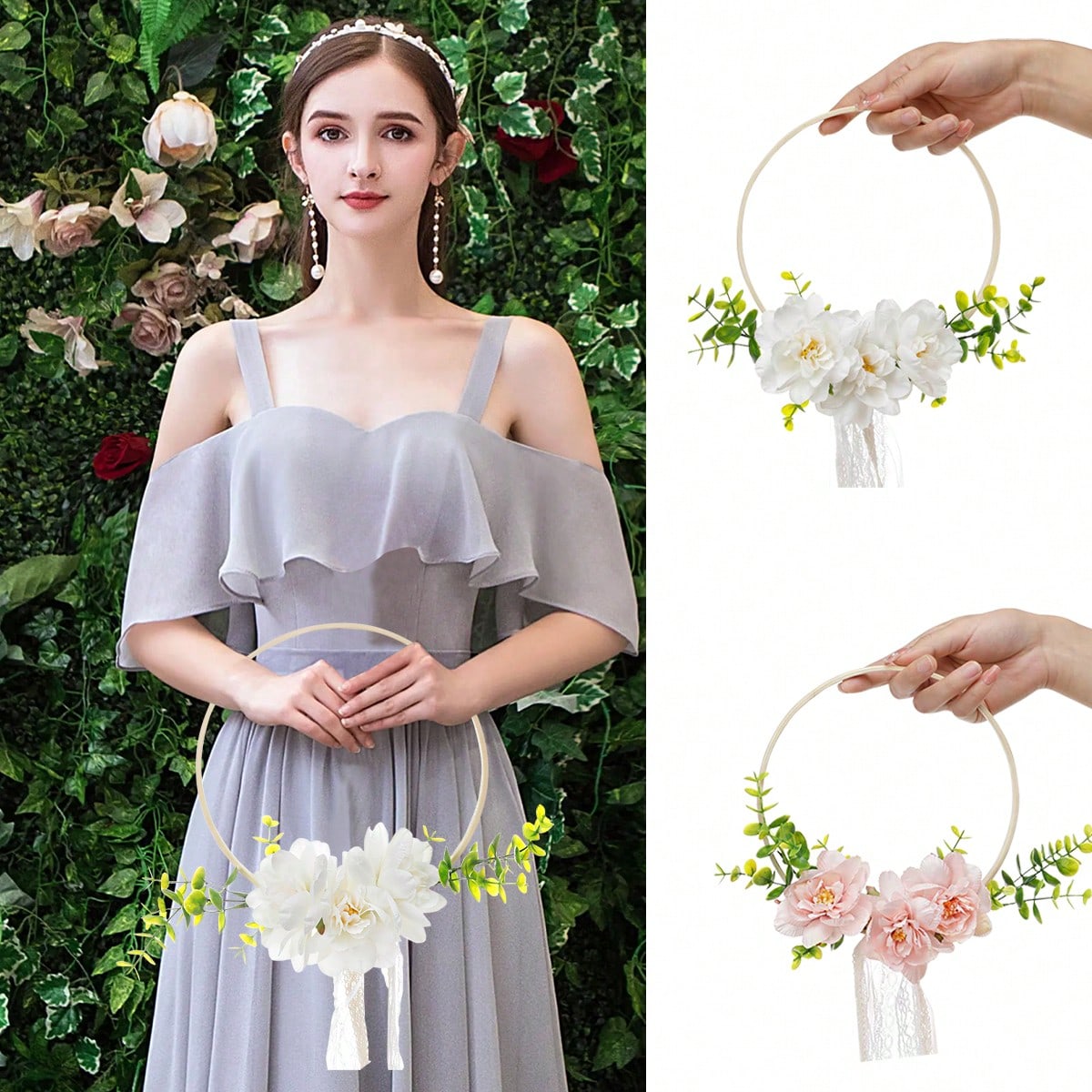 Tassel Fringe Trim - 1 Stück runder Hochzeitskranz aus Bambus,