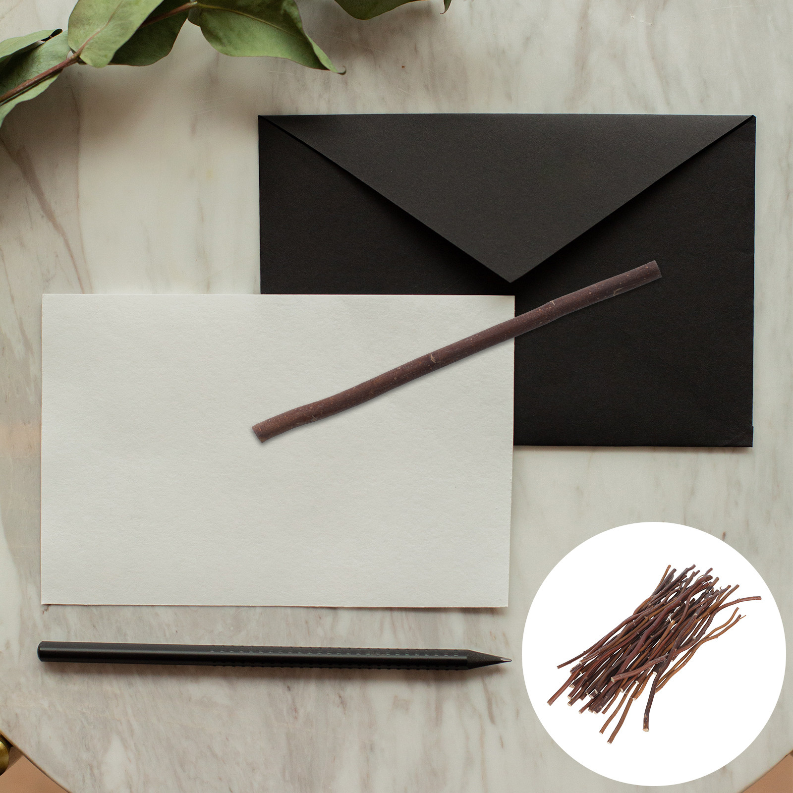 Embellish Craft - 40 Stück Unbemalte DIY-Holzstäbchen aus Rohholz