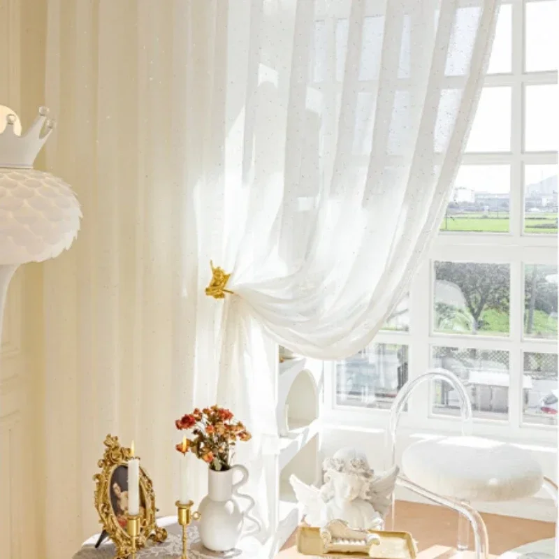 Sequin Fabric Panel - Französische durchsichtige Vorhänge für Wohnzimmer, Schlafzimmer,