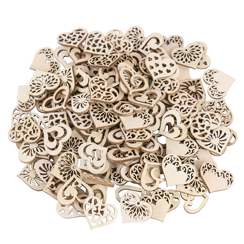 Embellish Craft - 50/100 Stück ausgehöhltes Herzmuster, kleine natürliche