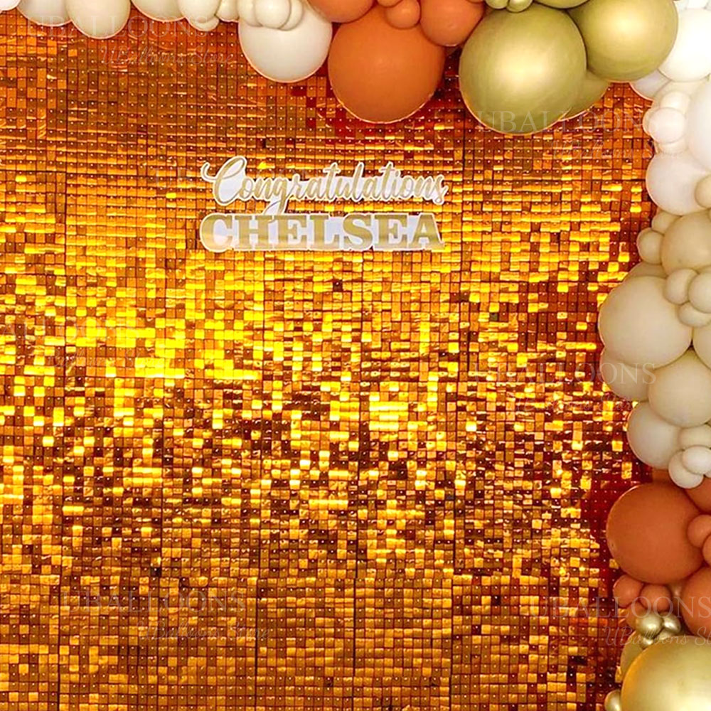 Sequin Fabric Panel - Hellorange schimmernde Wand-Hintergrundplatten, 12/18/24 Stück, kupferorange