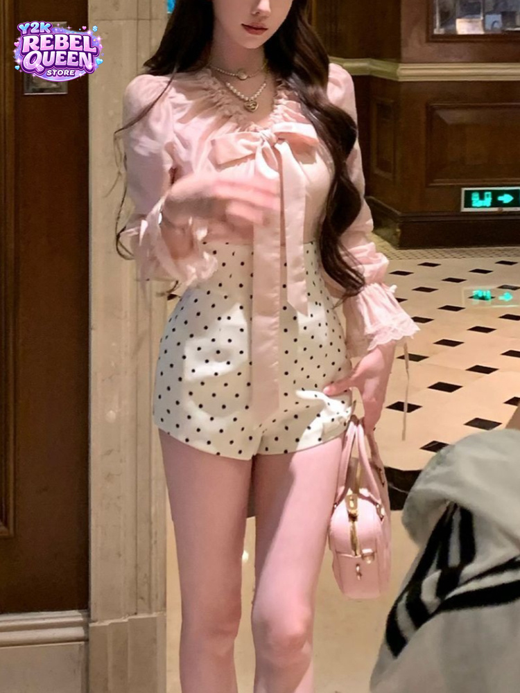 Elastic Lace Trim - Coquette Süßes Koreanisches Elegantes Zweiteiler-Set Damen