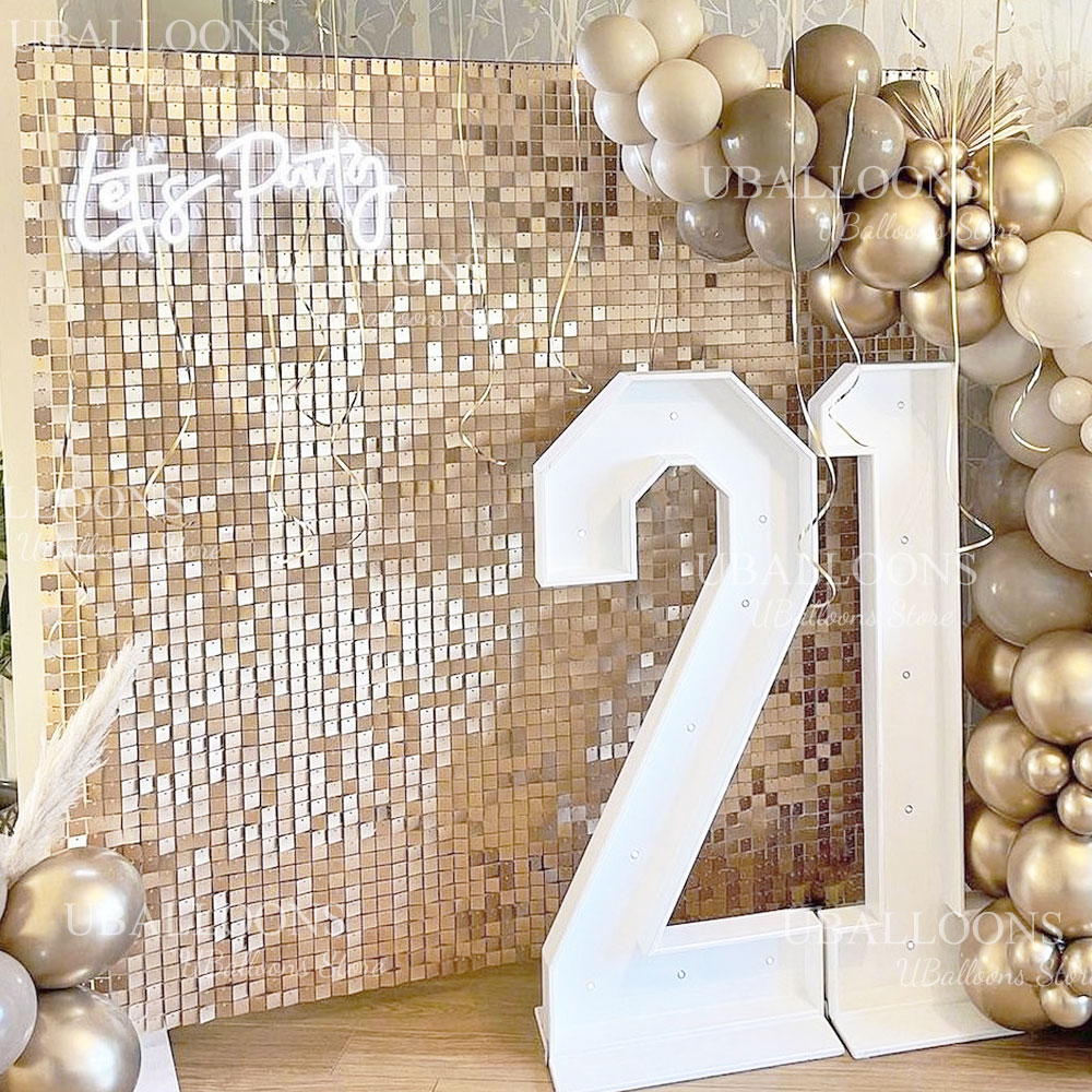 Sequin Fabric Panel - Matte Beige Gold Schimmernde Pailletten-Paneele 24/18/12