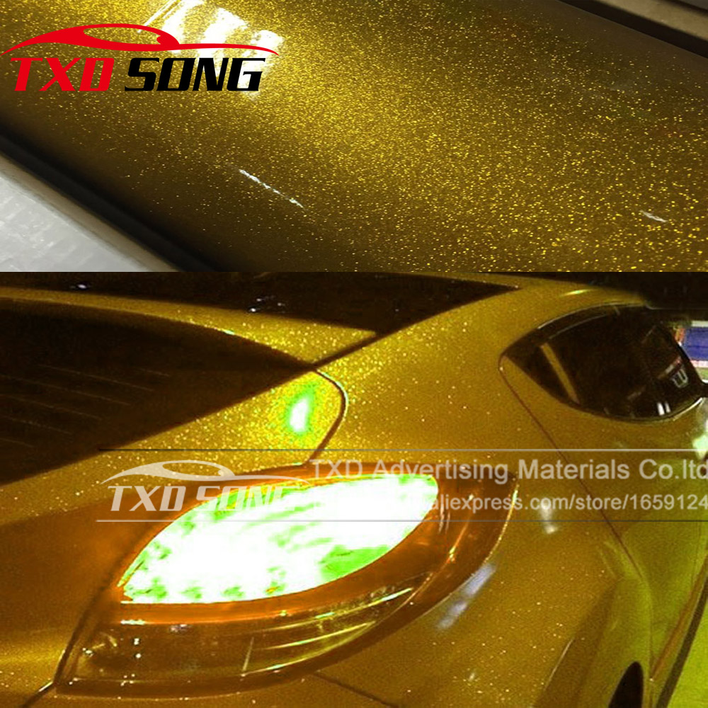 Glitter Vinyl Roll - 12/30/50/58CMX100CM/LOT Gold Hochglänzende Glitzer-Diamant-Autofolie Farbwechselfolie Glänzende