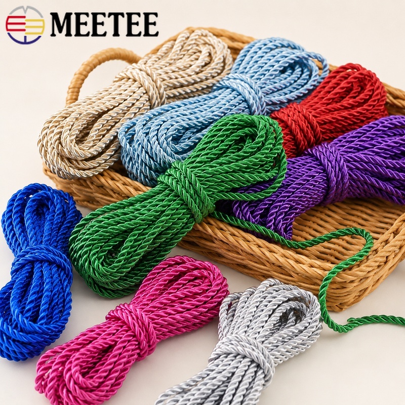 Cord Trim Twisted - 10/20M 5mm 3-Strang Gedrehtes Nylon-Baumwollseil Kordel