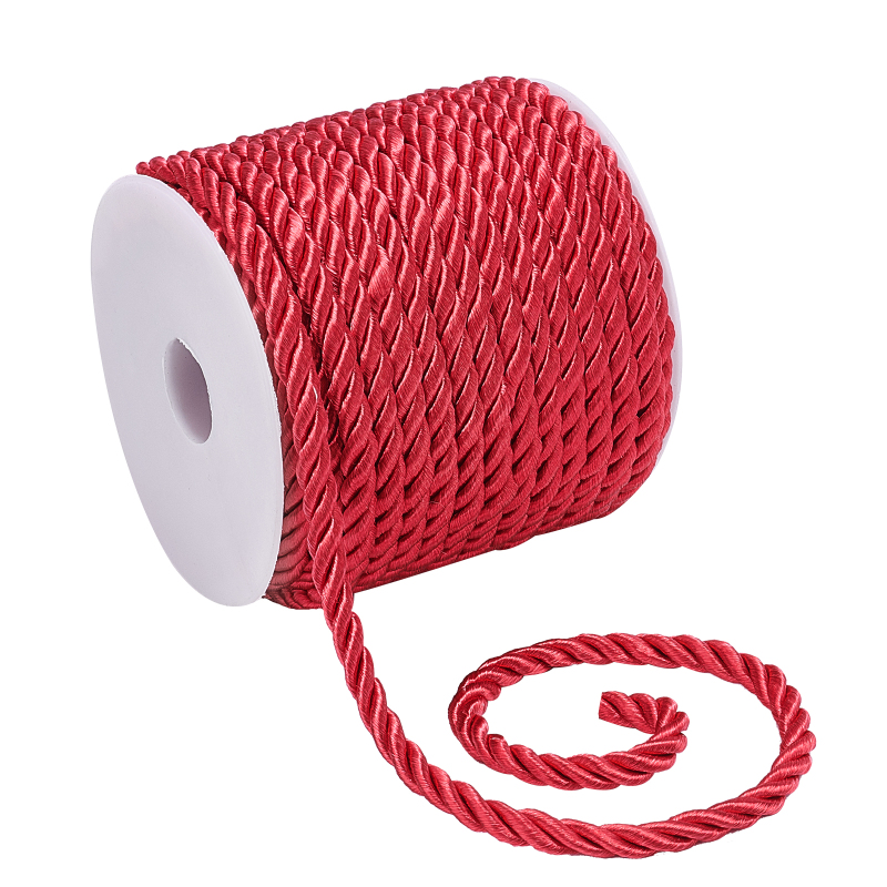 Cord Trim Twisted - 19,6 Yard rotes Seidenseil, 3-lagiges Weihnachtsband,