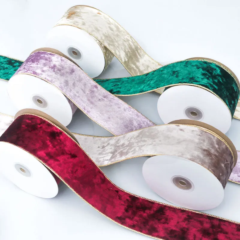 Velvet Ribbon Roll - 50 mm verdrahtetes, wendbares Samt-Metallic-Band für