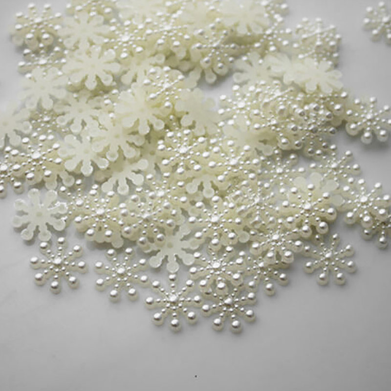 Christmas Craft Embellishment - 100 stücke Weiß Perle Harz Schneeflocke