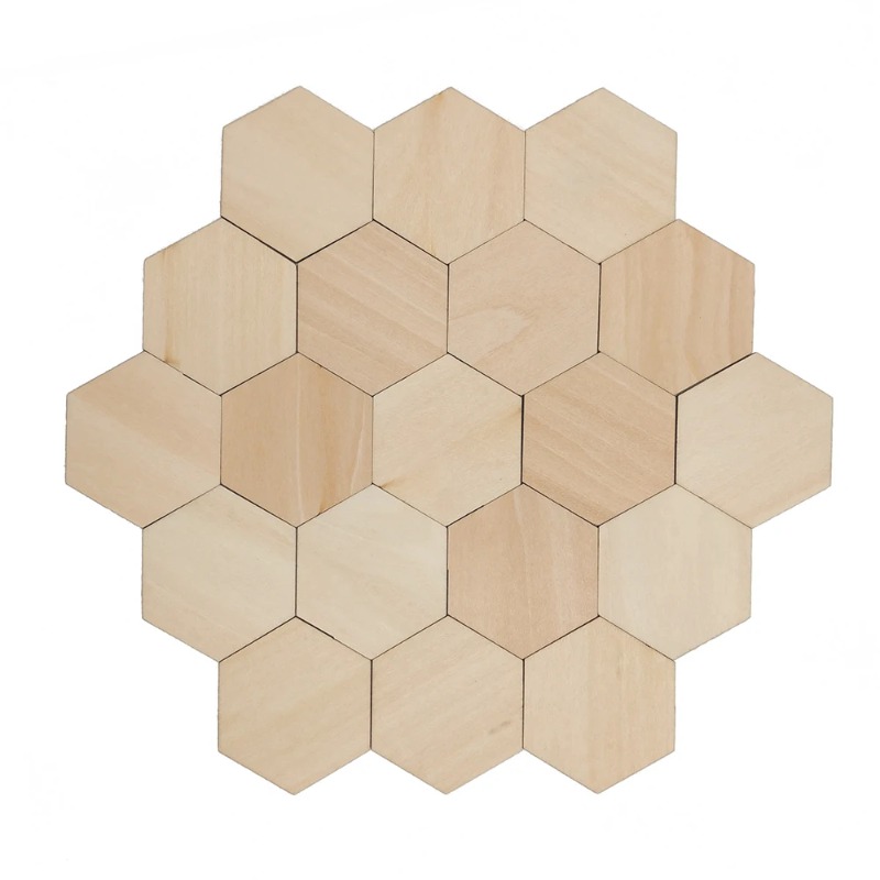 Embellish Craft - 10–120 mm hölzerne sechseckige leere Scheiben,