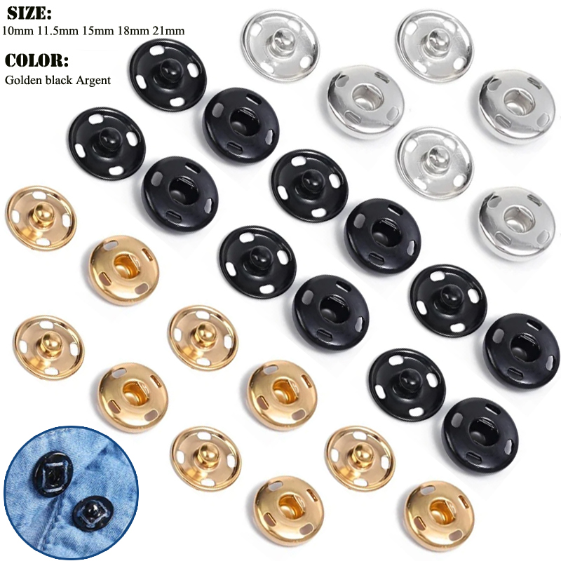 Iron On Stud Set - 10/50 Set 8-10mm Metall Aufnäher Druckknöpfe