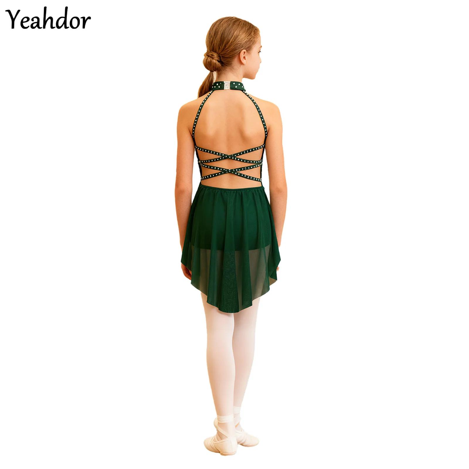 Rhinestone Banding Trim - Mädchen Lyrisches Tanzkleid mit Strass, Gymnastik-Ballett-Trikot,