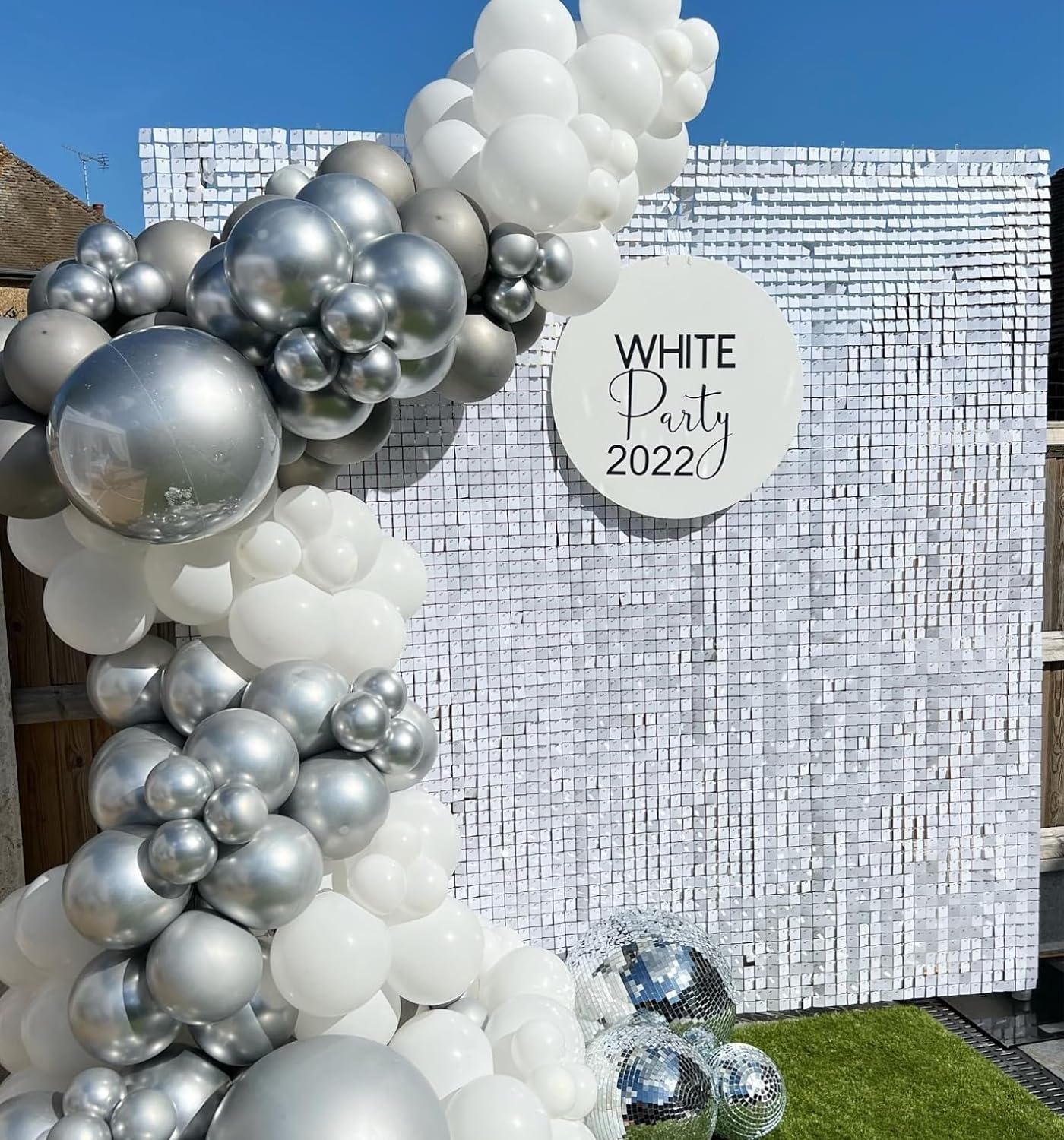 Sequin Fabric Panel - 9/12/16/18 stücke weiße Pailletten schimmernde Wand