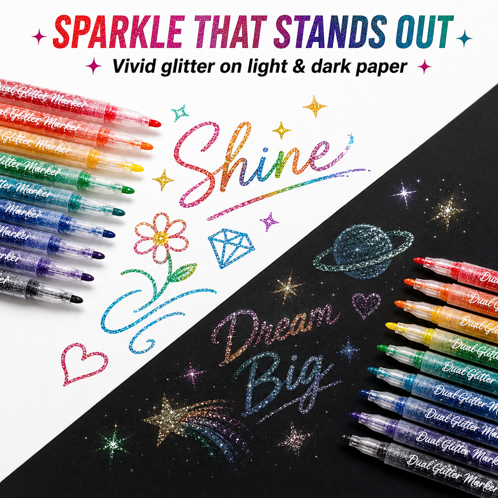 12 Stück Doppelspitzen-Glitter – Glitter Vinyl Roll Bewertung und Preis