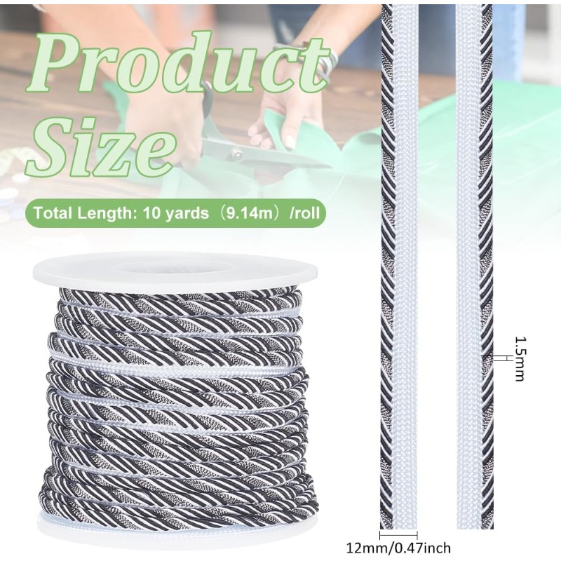 10 Yard schwarz Twisted Lip Co – Cord Trim Twisted Bewertung und Preis