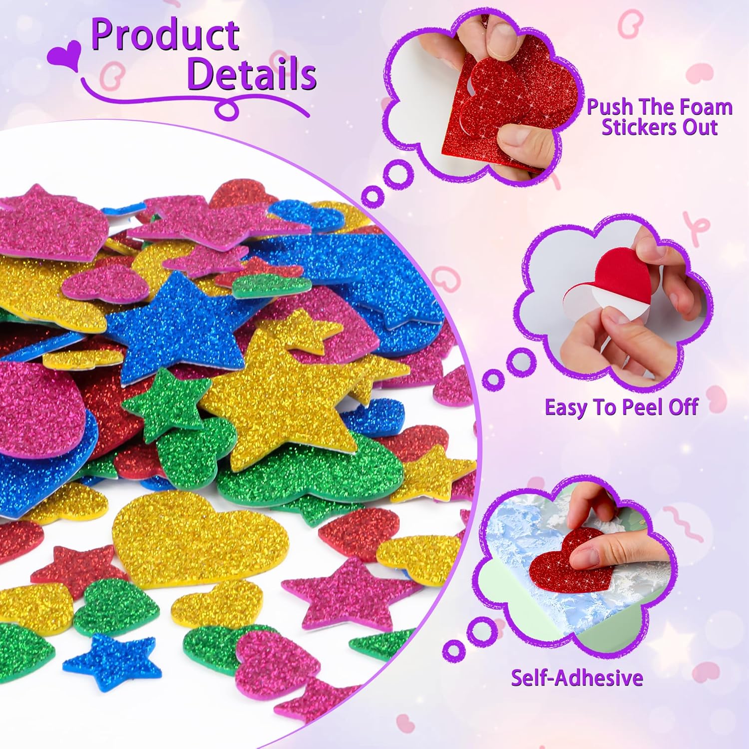625 Stück Glitzer-Herz-Schaums – Glitter Vinyl Roll Bewertung und Preis