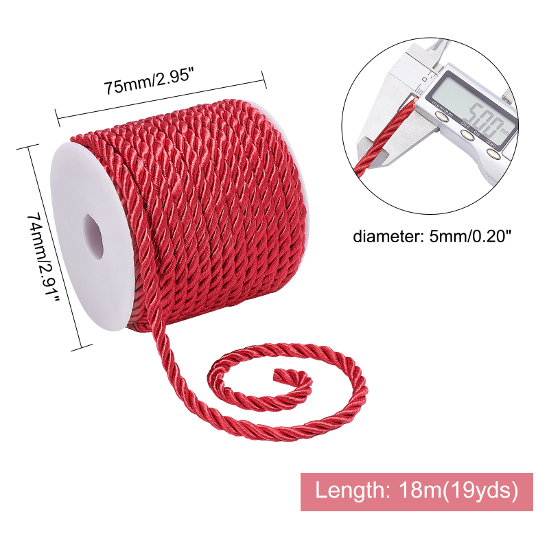 19,6 Yard rotes Seidenseil, 3- – Cord Trim Twisted Bewertung und Preis