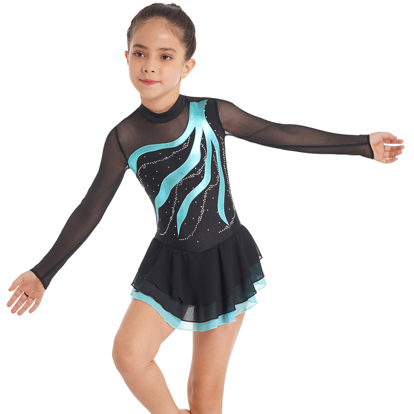 Mädchen Eiskunstlauf Kleidung  – Rhinestone Banding Trim Bewertung und Preis