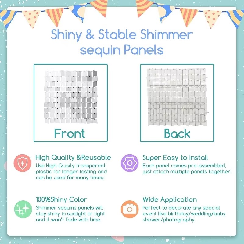 12/16/18/24 Stück Schimmernde  – Sequin Fabric Panel Bewertung und Preis