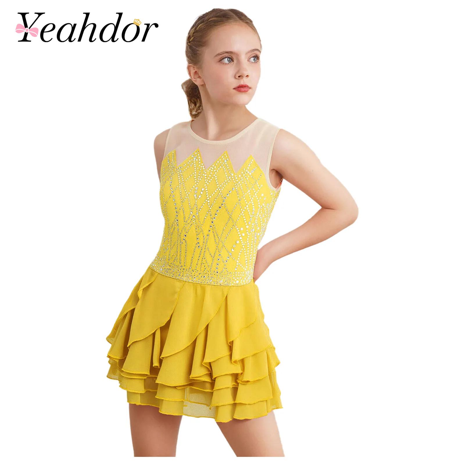 Mädchen Mesh Eiskunstlauf Klei – Rhinestone Banding Trim Bewertung und Preis